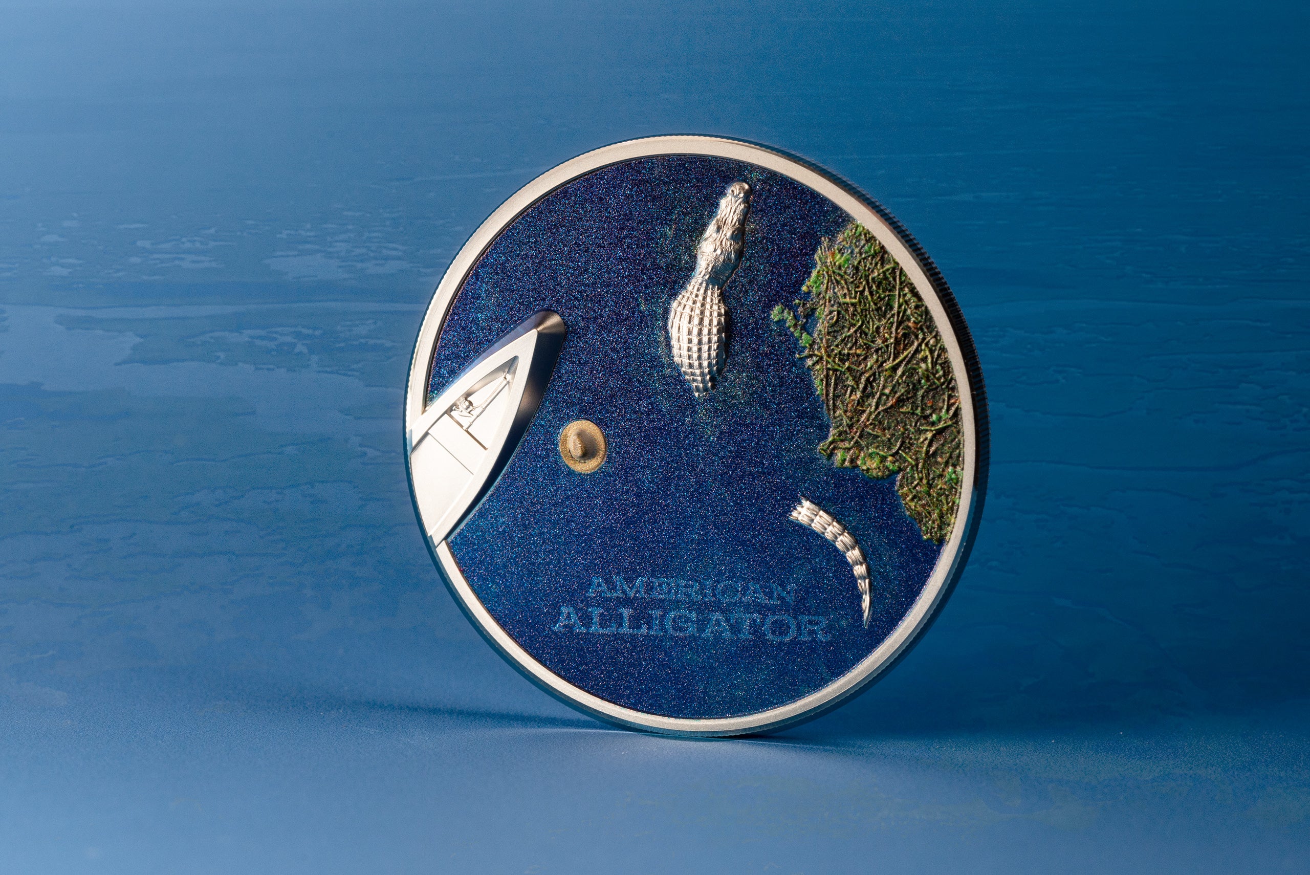 Palau, 5 Dollar 2022. Amerikanischer Alligator. 1 Unze Silber ,999