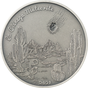 Cook Islands, 5 dollars 2021. La Ciénega Meteorite. 1 Oz. Silver