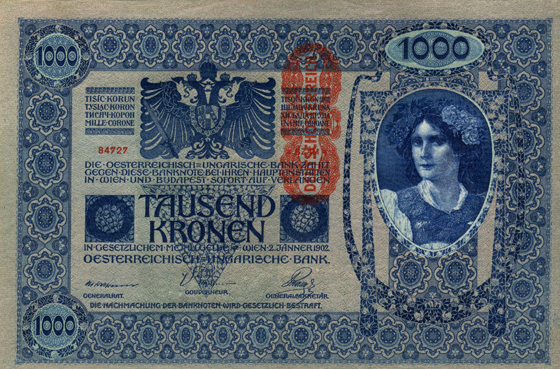 Authentic World Banknotes - 10 languages Banknote Issued by the Austro-Hungarian Empire 1902