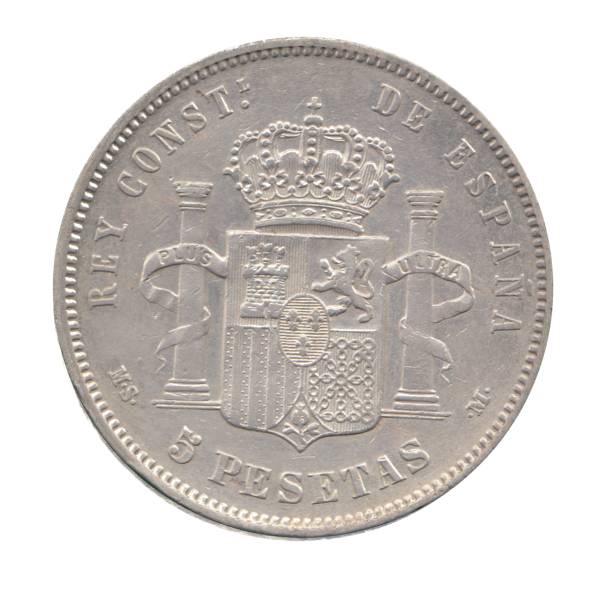 The Silver "Duros" - 5 Pesetas 1882/87. Alfonso XII with Beard