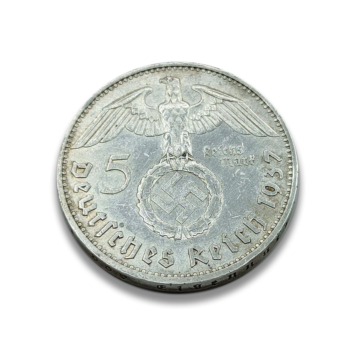 Nazi-Währung aus dem 2. Weltkrieg: Echte 5-Mark-Münze (1936-1939)