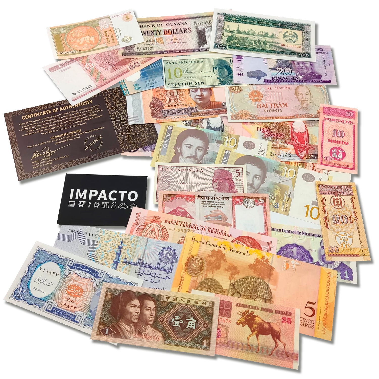 Colección de 25 billetes circulantes del mundo | Serie única
