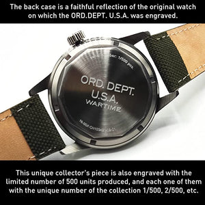 WW2 Military Watch – Vintage USAAF Watch Black, Swiss-Quartz Movement with Canvas strap and leather lining, 10 ATM Water Resistant. The Perfect WW2 Memorabilia. Mens Watches for Ever