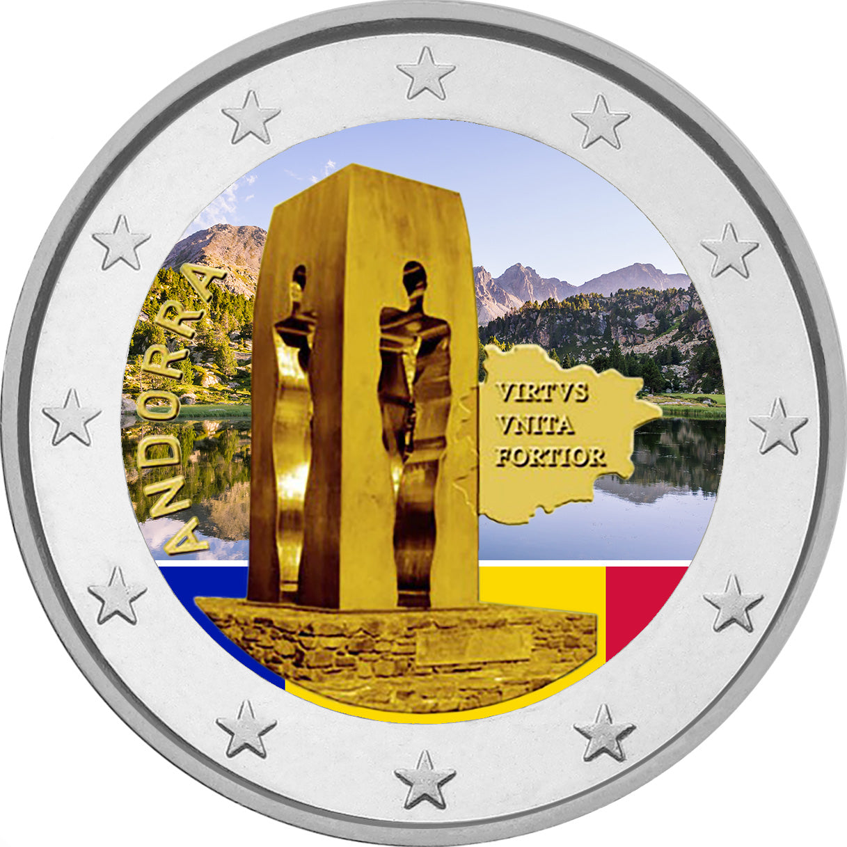 Andorra - 2 Euro Farbig 2018, 25 Jahre Verfassung
