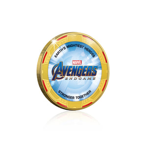 Marvel Los Vengadores Endgame, Rocket - Moneda / Medalla conmemorativa acuñada con baño en Oro 24 quilates y coloreada a 4 colores - 44mm