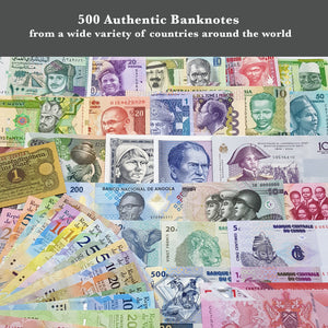 World Currency Collection – 500 Uncirculated Banknotes from Different Countries