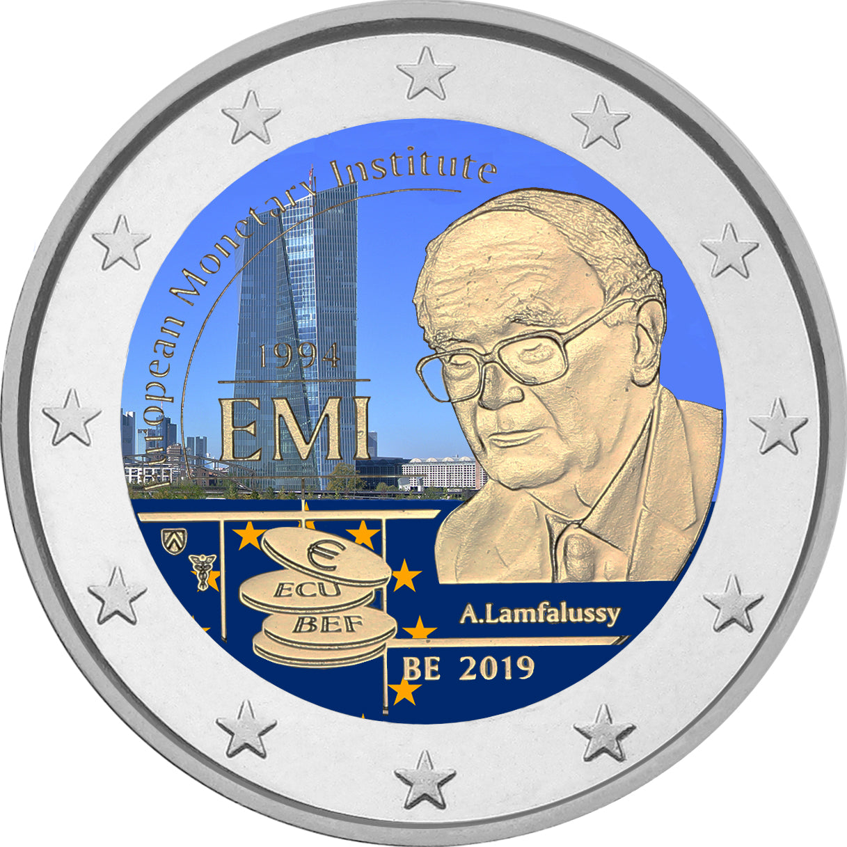 Belgium - 2 Euro Colored 2019, Monetary Institute