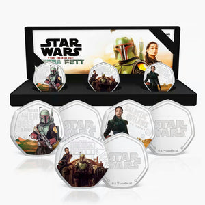 Star Wars The Book of Boba Fett - Limited Edition Collection of 3 Coins/Medals Au Plated and Finished in Full Color + Decorative Box and Certificate