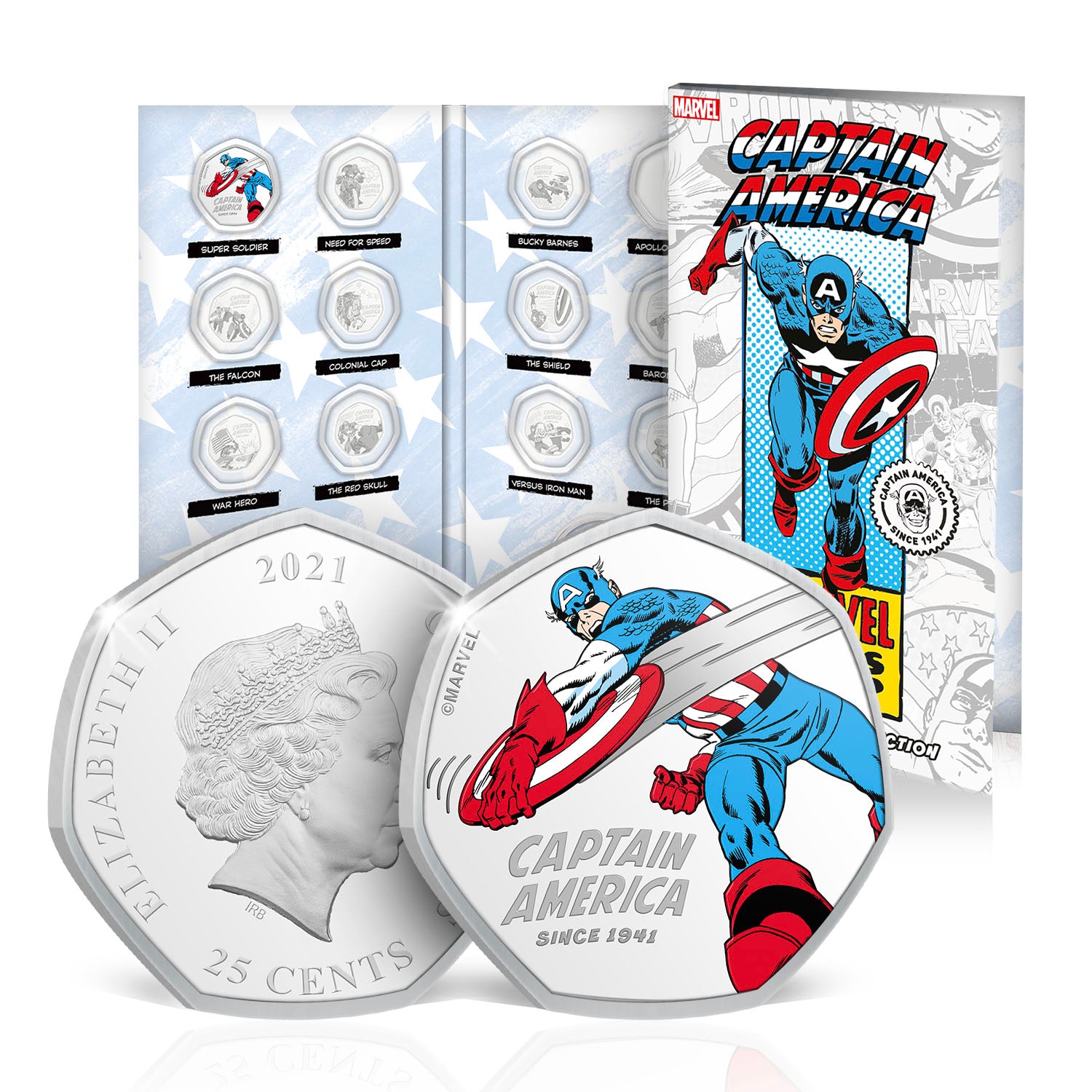 Colección completa Capitán America - 12+2 monedas Edición Limitada y Oficial Marvel.
