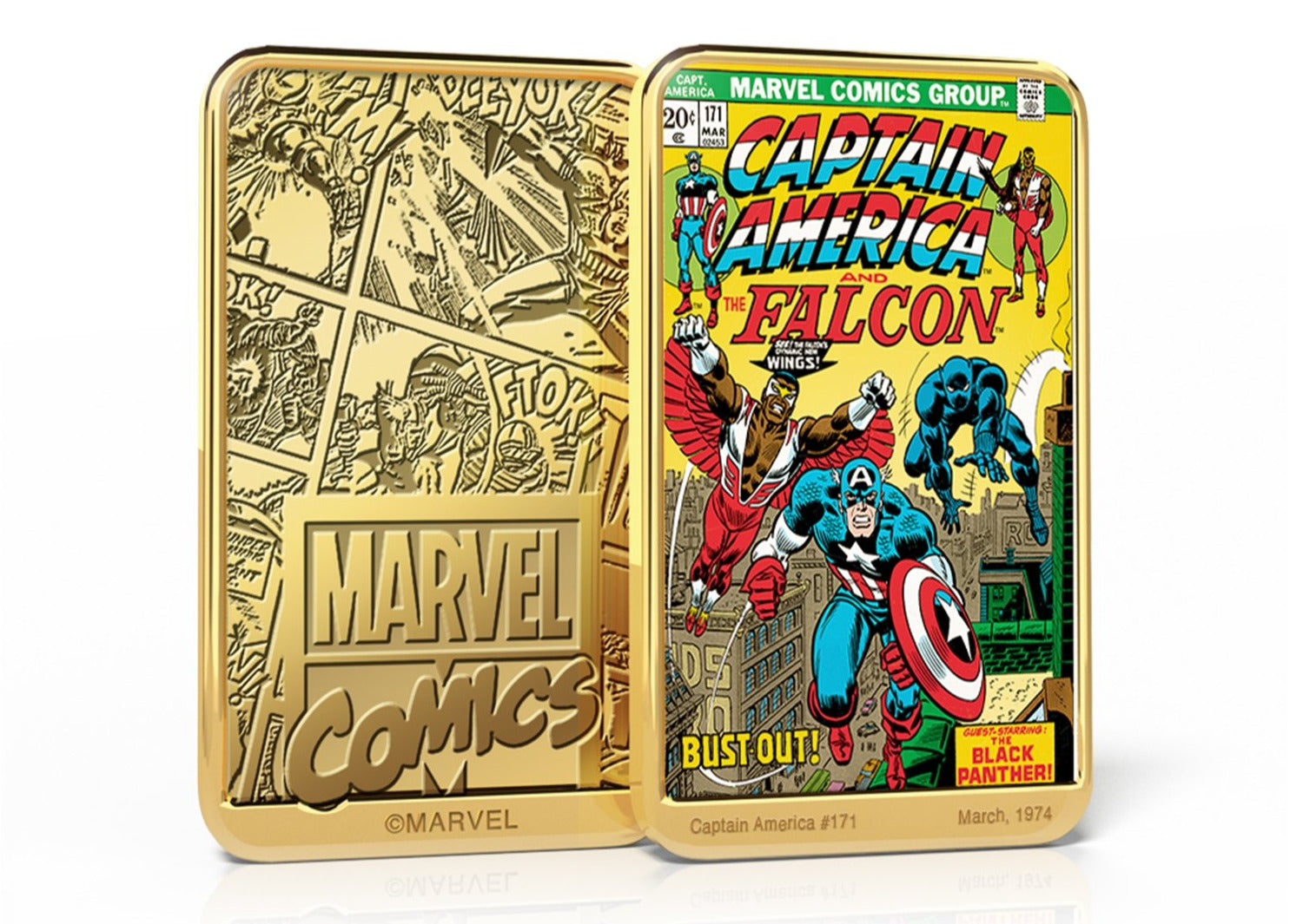 Marvel Comics Capitán América, Lingote bañado en Oro 24 Quilates  - 'Bust-Out' #171