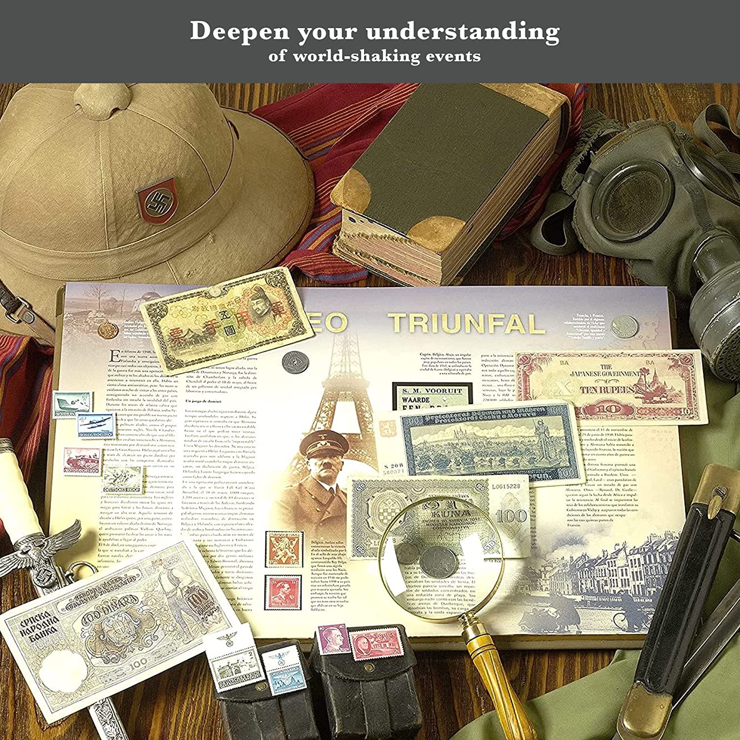 Weltwährung des 2. Weltkriegs – 6 Münzen aus dem 2. Weltkrieg, D-Day-Kollektion (1944). Besondere Erinnerungsstücke aus dem 2. Weltkrieg für Sammler, Echtheitszertifikat inklusive.