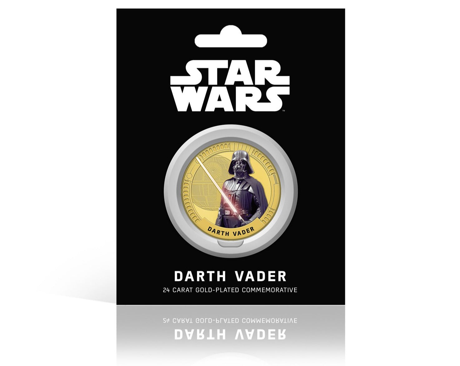 Star Wars Trilogía Original Episodios IV - VI - Darth Vader - Moneda / Medalla conmemorativa acuñada con baño en Oro 24 quilates y coloreada a 4 colores - 44mm