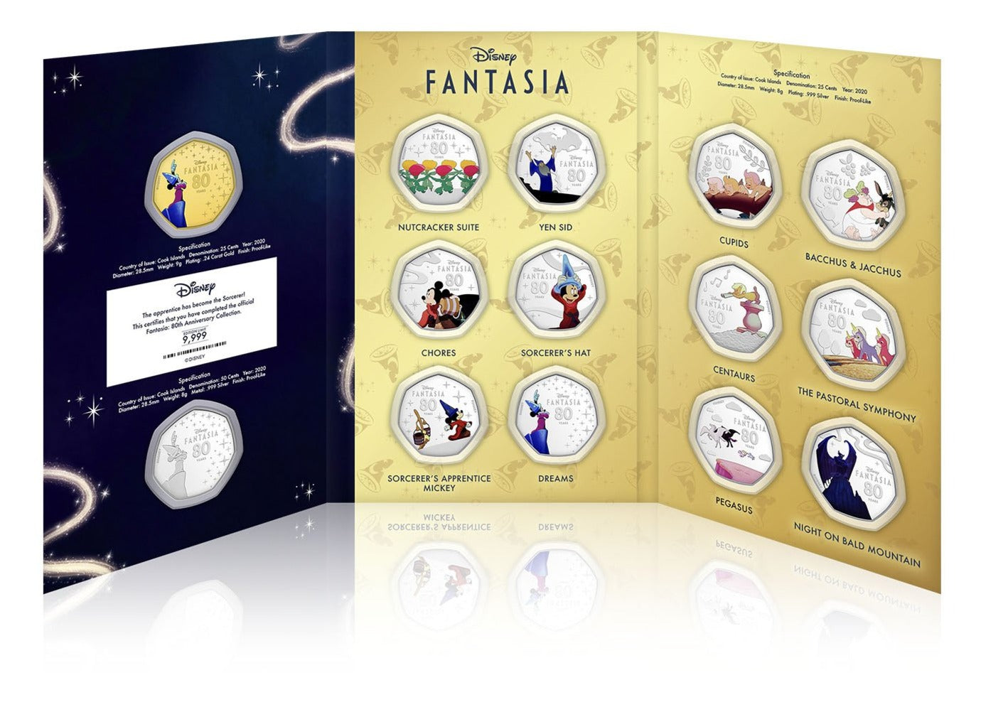 Fantasia. Colección completa de 12+2 monedas bañadas en Plata ,999 y Oro 24K