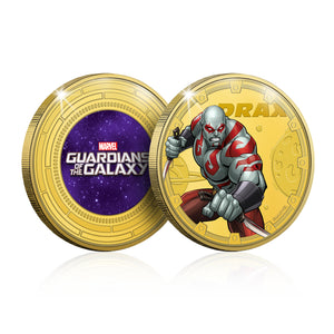 Marvel Colección Completa Guardianes de la Galaxia - 8 Monedas / Medallas conmemorativas acuñadas con baño en Oro 24 quilates y coloreadas a 4 colores - 44mm