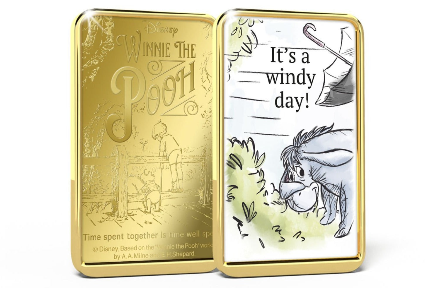 Disney Winnie the Pooh, Lingotes bañados en Oro 24 Quilates - It's A Windy Day