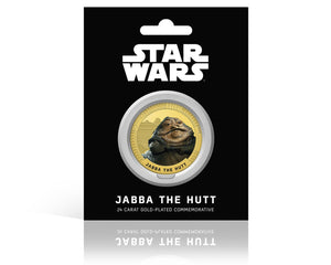 Star Wars Trilogía Original Episodios IV - VI - Jabba - Moneda / Medalla conmemorativa acuñada con baño en Oro 24 quilates y coloreada a 4 colores - 44mm