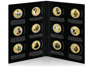 Star Wars Colección Completa Triología Original Episodios IV-VI - 12 Monedas / Medallas conmemorativas acuñadas con baño en Oro 24 quilates y coloreadas a 4 colores - 44mm
