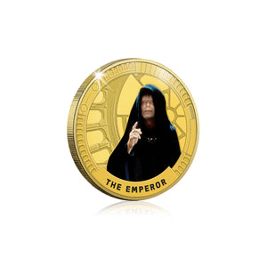 Star Wars Trilogía Original Episodios IV - VI - The Emperor - Moneda / Medalla conmemorativa acuñada con baño en Oro 24 quilates y coloreada a 4 colores - 44mm