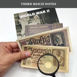 WW2 Memorabilia - World Currency - 2 Banknotes That were Used During The World War 2 by German Troops (1939-42) - Third Reich Money, Certificate of Authenticity Included.