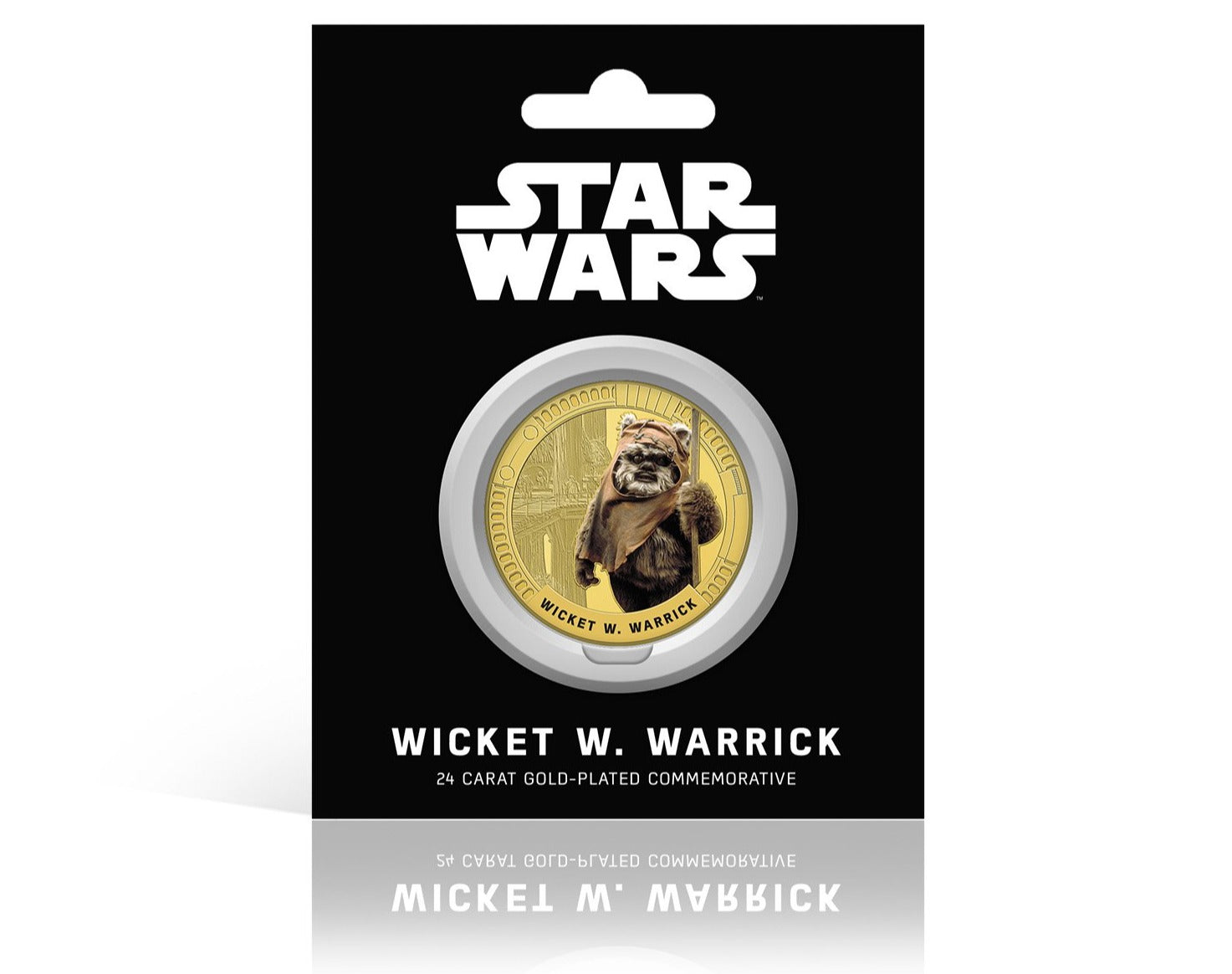Star Wars Trilogía Original Episodios IV - VI - Wicket W. Warrick - Moneda / Medalla conmemorativa acuñada con baño en Oro 24 quilates y coloreada a 4 colores - 44mm