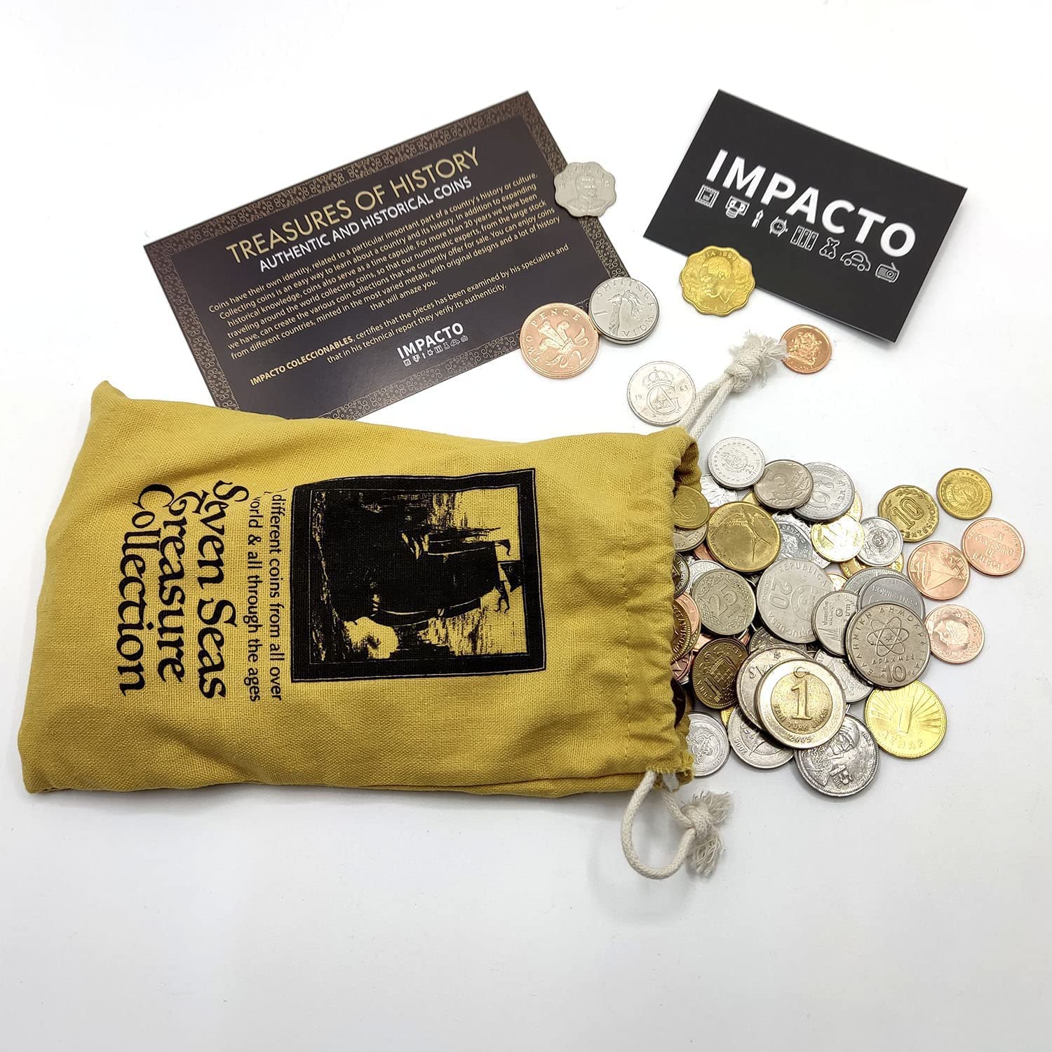IMPACTO COLECCIONABLES Coin Collection Storagе - Collectible Coins for  Collectors - Treasure Chest with 1Lb. of Rare Coins - World Currency Set in