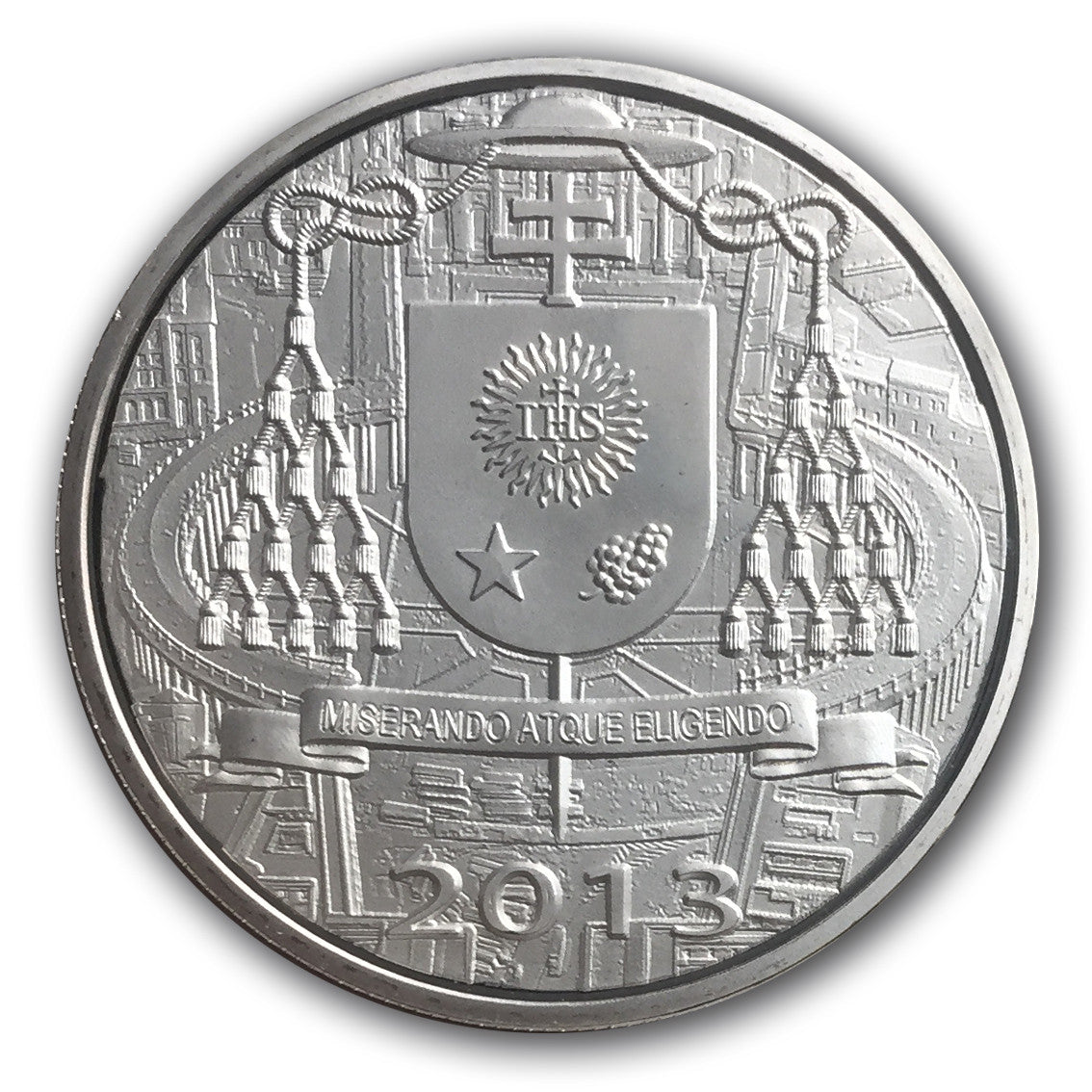 Papst Franziskus Medaille. Versilbert, 999