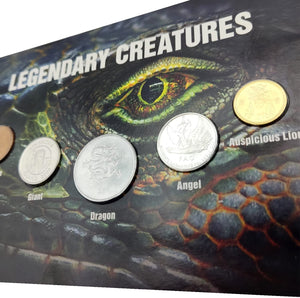 Legendary Creatures. Blister of 5 Coins with Mythological Creatures.