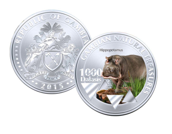Gambia - 1000 Dalasis 2015. Hippo