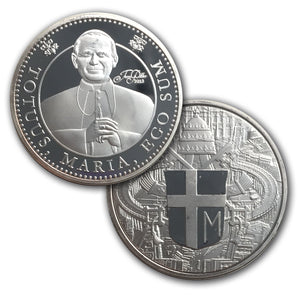 Pope John Paul II Medal. Silver plated ,999