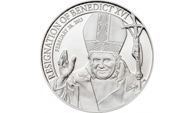 Cook Islands - 5 dollars 2013. Resignation of Benedict XVI. 1 oz Silver coin