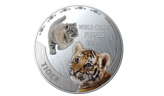 Niue Islands - 1 dollar 2014. Puppies.  Tigre
