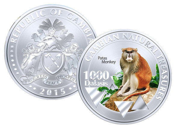 Gambia - 1000 Dalasis 2015. Patas Monkey