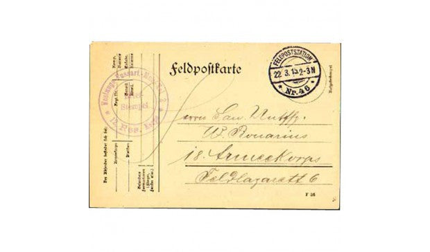 Authentisches philatelistisches Dokument - Erster Weltkrieg, 1914-1918