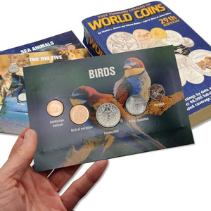 Birds. Blister of 5 Authentic Coins
