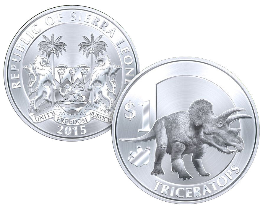 Sierra Leona - 1 dollar 2015 Dinosaurs.  Triceratos