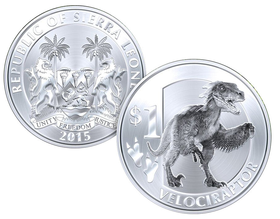 Sierra Leona - 1 dollar 2015 Dinosaurs. Velociraptor