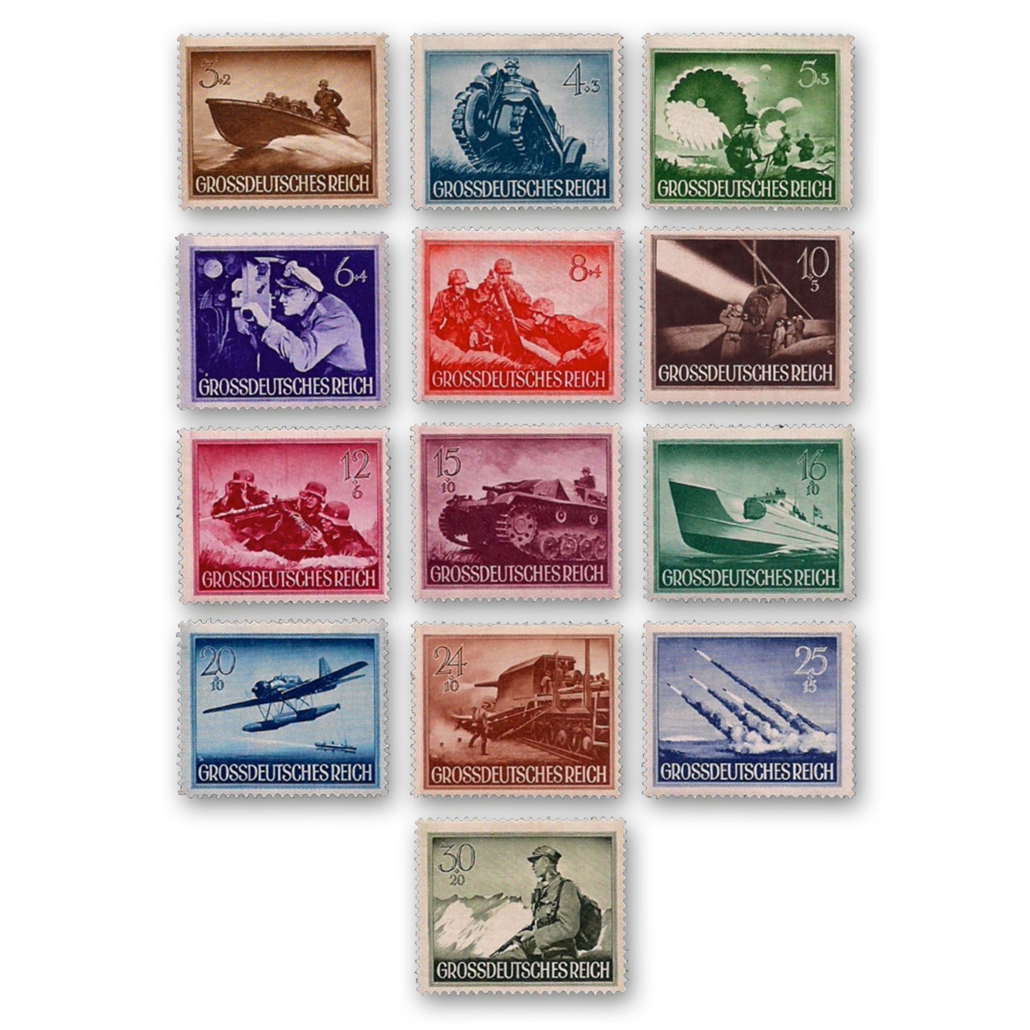 World War II - 13 stamps Wehrmacht 1944